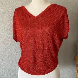 WHBM Knitted Crochet 100% Rayon Burnt Orange Sleeveless Top